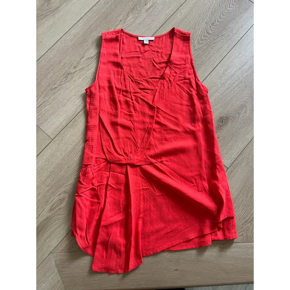 Ella Moss‎ Red Sleeveless Top XS V-Neck Pleated Drape Casual Blouse